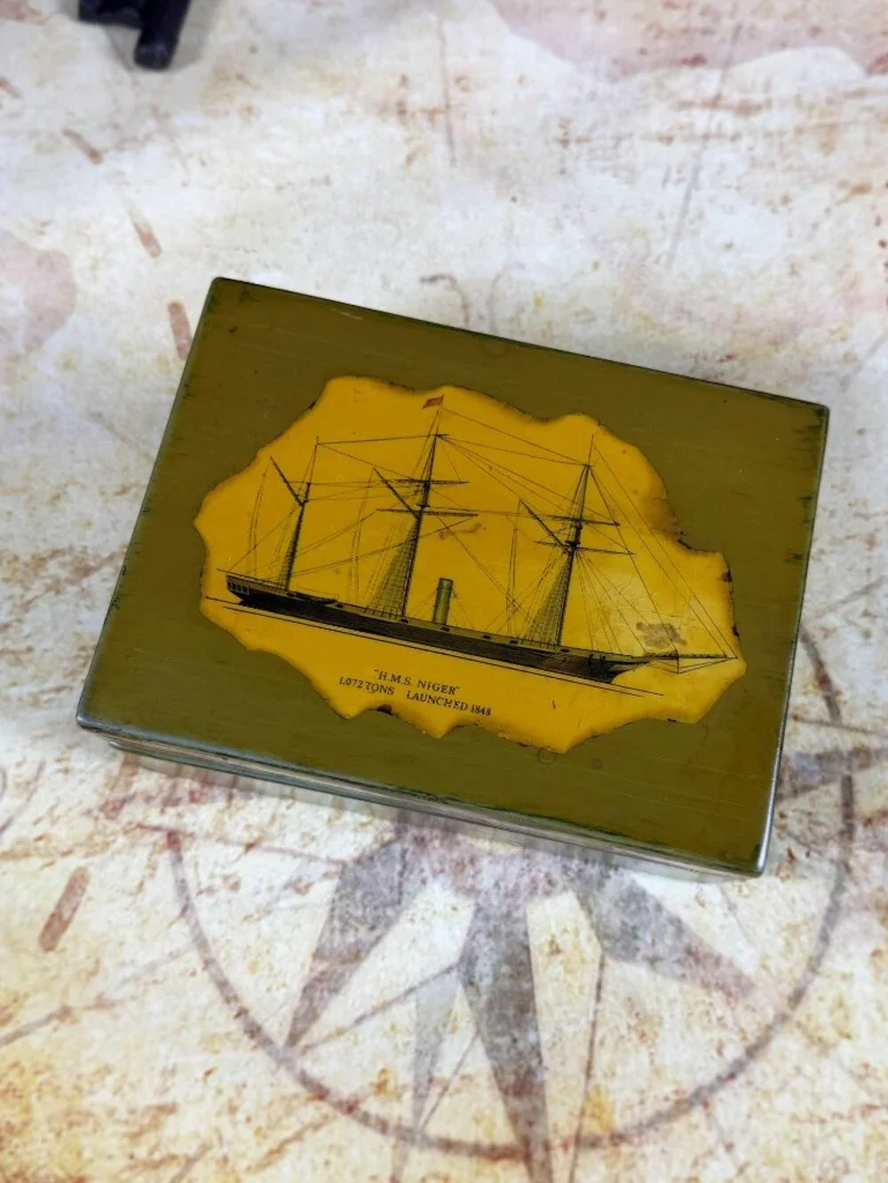 Vintage Nautical Decoupage Trinket Box | Maritime Keepsake Box
